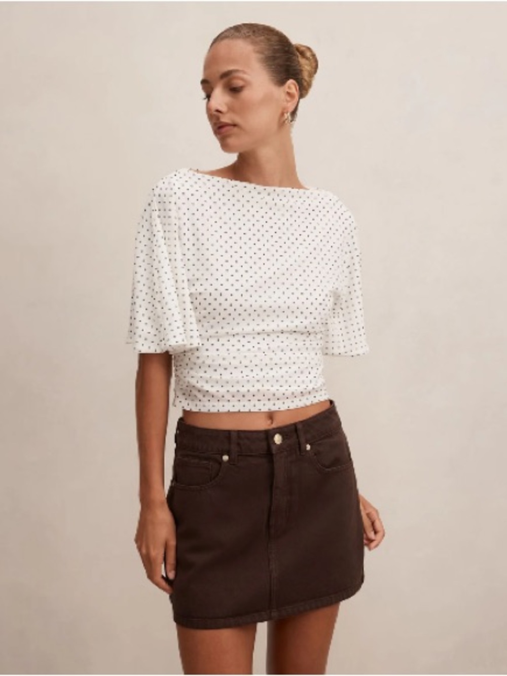 Ever New White Polka Dot Crop Top